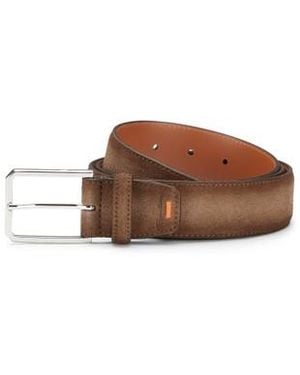 Santoni Brauner Verstellbarer Gürtel Aus Wildleder Braun Sabbia D'Inverno
