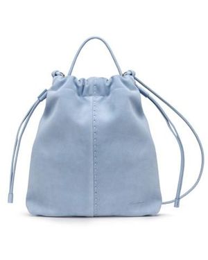 Santoni Hellblaue Wildleder-Umhängetasche