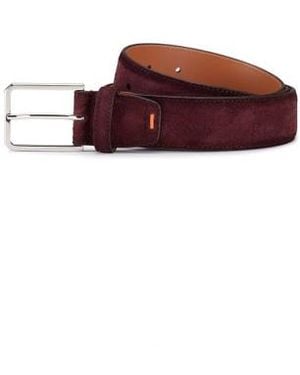 Santoni Bordeauxroter Verstellbarer Gürtel Aus Wildleder - Braun
