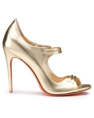 Santoni Goldfarbene Sandalen Für Damen Aus Laminiertem Leder Mit Hohem Absatz - Mettallic