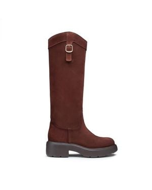 Santoni Dunkelbraune Stiefel Easy Für Damen Aus Wildleder