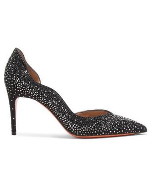 Santoni Schwarze Pumps Für Damen Aus Wildleder Mit Strass Und Hohem Absatz