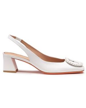 Santoni Weiße Slingbacks Für Damen Aus Leder Mit Mittelhohem Absatz