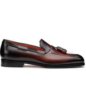 Santoni Dunkelbraune Loafer Für Herren Aus Leder Mit Quasten