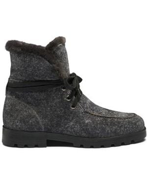 Santoni Graue Stiefeletten Für Damen Aus Wildleder Mit Pelz - Schwarz