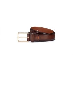Santoni Brauner Verstellbarer Gürtel Aus Leder