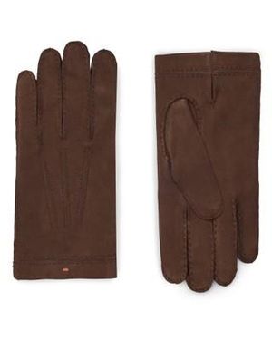 Santoni Dunkelbraune Handschuhe Aus Wildleder