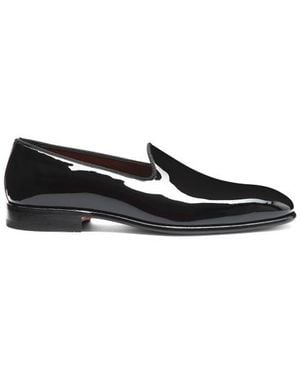 Santoni Schwarze Loafer Für Herren Aus Lackleder