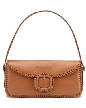Santoni Braune Schultertasche Aus Leder