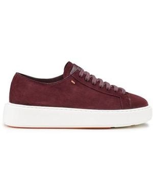 Santoni Bordeauxrote Sneakers Für Damen Aus Wildleder