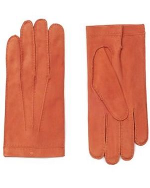Santoni Orangefarbene Handschuhe Aus Wildleder