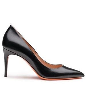 Santoni Schwarzer Stiletto-Pumps Mit Absatz Aus Leder Für Damen