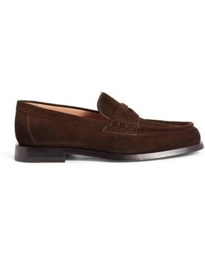 Santoni Dunkelbraune Penny-Loafer Für Damen Aus Wildleder