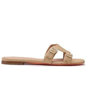 Santoni Beigefarbene Slider-Sandalen Didi Für Damen Aus Leder - Mehrfarbig