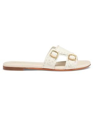 Santoni Weiße Slider-Sandalen Didi Für Damen Aus Leder Mit Doppelschnalle