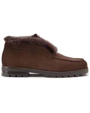 Santoni Dunkelbraune Desert Boots Für Damen Aus Wildleder Mit Pelz