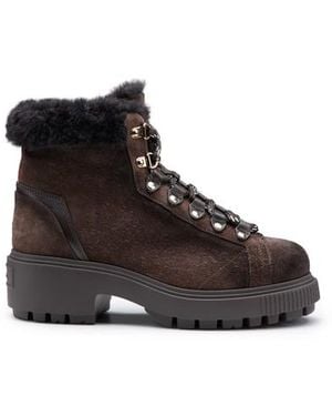 Santoni Dunkelbraune Hiker Boots Für Damen Aus Wildleder - Schwarz