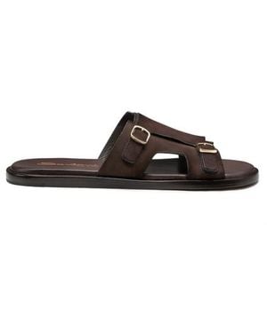 Santoni Sandalo Doppia Fibbia Da Uomo - Marrone