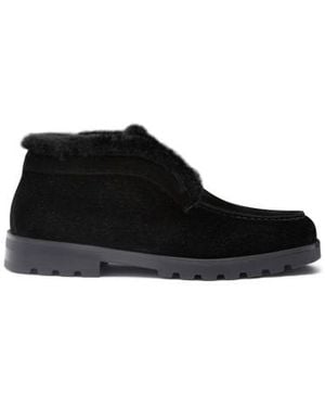 Santoni Schwarze Desert Boots Für Damen Aus Wildleder Mit Pelzfutter
