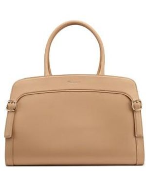 Santoni Beigefarbene Handtasche Aus Leder - Natur