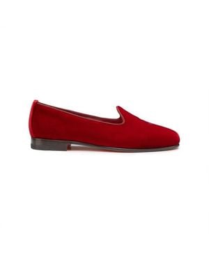 Santoni Rote Loafer Für Damen Aus Samt