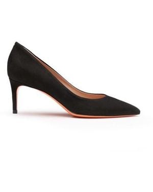 Santoni Schwarze Pumps Für Damen Aus Wildleder Mit Mittelhohem Absatz