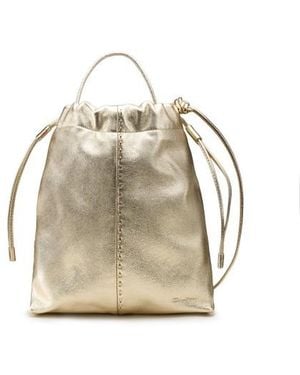 Santoni Goldfarbene Crossbody Bag Aus Leder - Natur