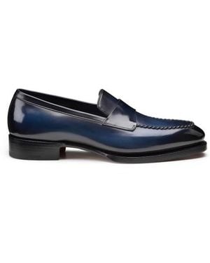 Santoni Blaue Penny-Loafer Meraviglia-Kollektion Für Herren Aus Leder