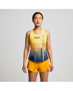 Saucony Nyc Stopwatch Graphic Singlet - Yellow