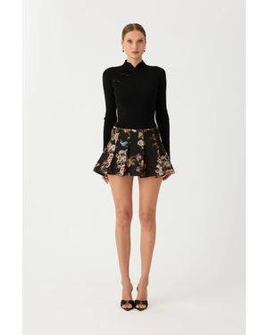 SAU LEE Miles Brocade Skirt - Black