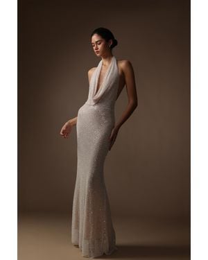 SAU LEE Lindsay Beaded Gown - Brown
