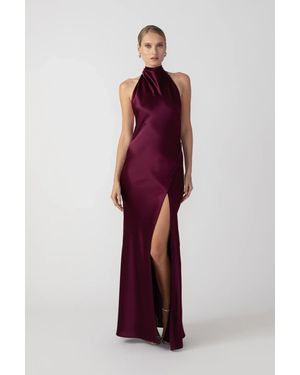 SAU LEE Penelope Backless Satin Gown - Red