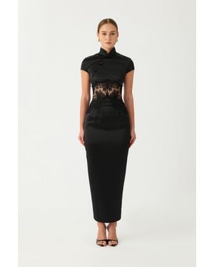 SAU LEE Charlize Satin Dress - Black