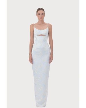 SAU LEE Constance Jacquard Gown - White