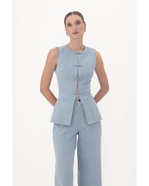 SAU LEE Denver Denim Vest - Blue