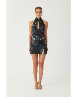 SAU LEE Eva Satin Mini Dress - Blue