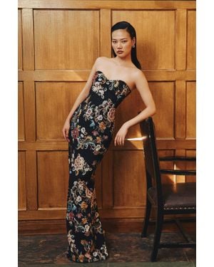 SAU LEE Maren Brocade Gown - Brown