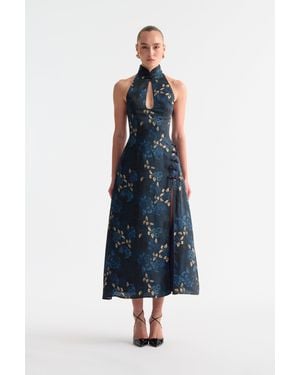 SAU LEE Victoria Satin Dress - Blue
