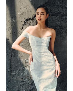 SAU LEE Jackson Brocade Gown - Grey