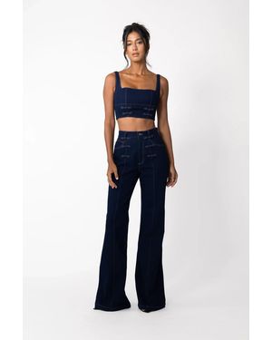 SAU LEE Bridgette Denim Top - Blue