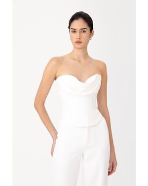 SAU LEE Lin Crepe Corset Top - White