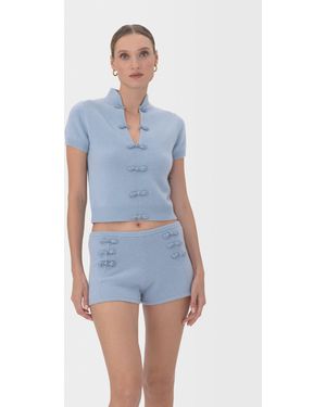 SAU LEE Aspen Cashmere Shorts - Blue