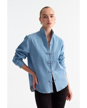 SAU LEE Bobbi Denim Shirt - Blue