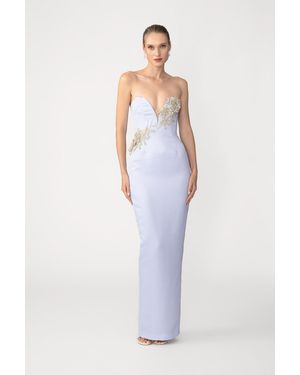 SAU LEE Luna Satin Gown - White
