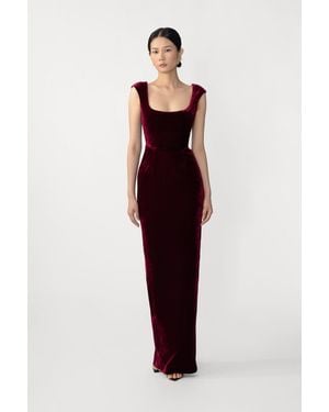 SAU LEE Brooke Velvet Gown - Red