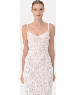 SAU LEE Roma Lace Corset Top - White