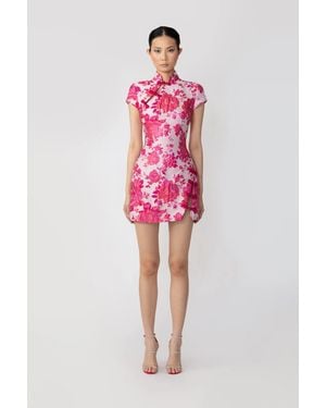 SAU LEE Jada Jacquard Mini Dress - Pink