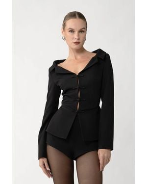 SAU LEE Niki Crepe Shorts - Black