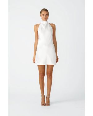 SAU LEE Penny Backless Satin Mini Dress - White