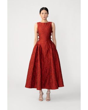 SAU LEE Francesca Jacquard Gown - Red